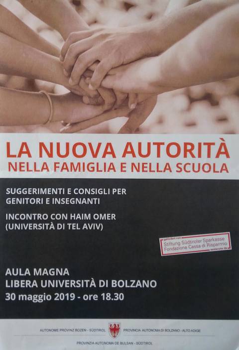 LA NUOVA AUTORIT&Agrave; NELLA FAMIGLIA E NELLA SCUOLA: un convegno a Bolzano giovedi 30 maggio
